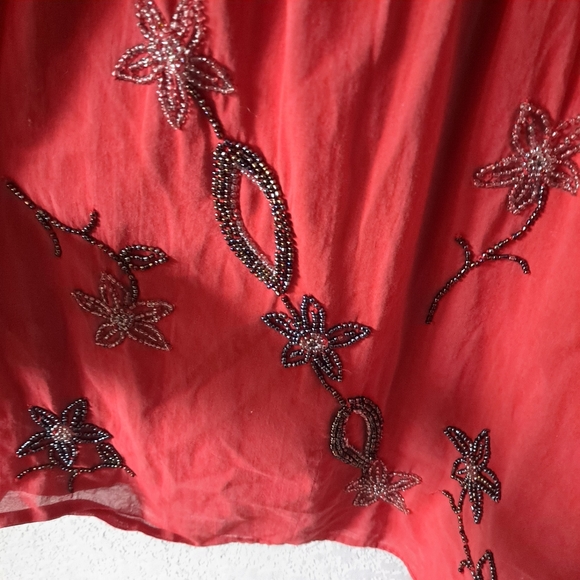 Free People Red Embellished Tunic Blouse - Picture 6 of 8